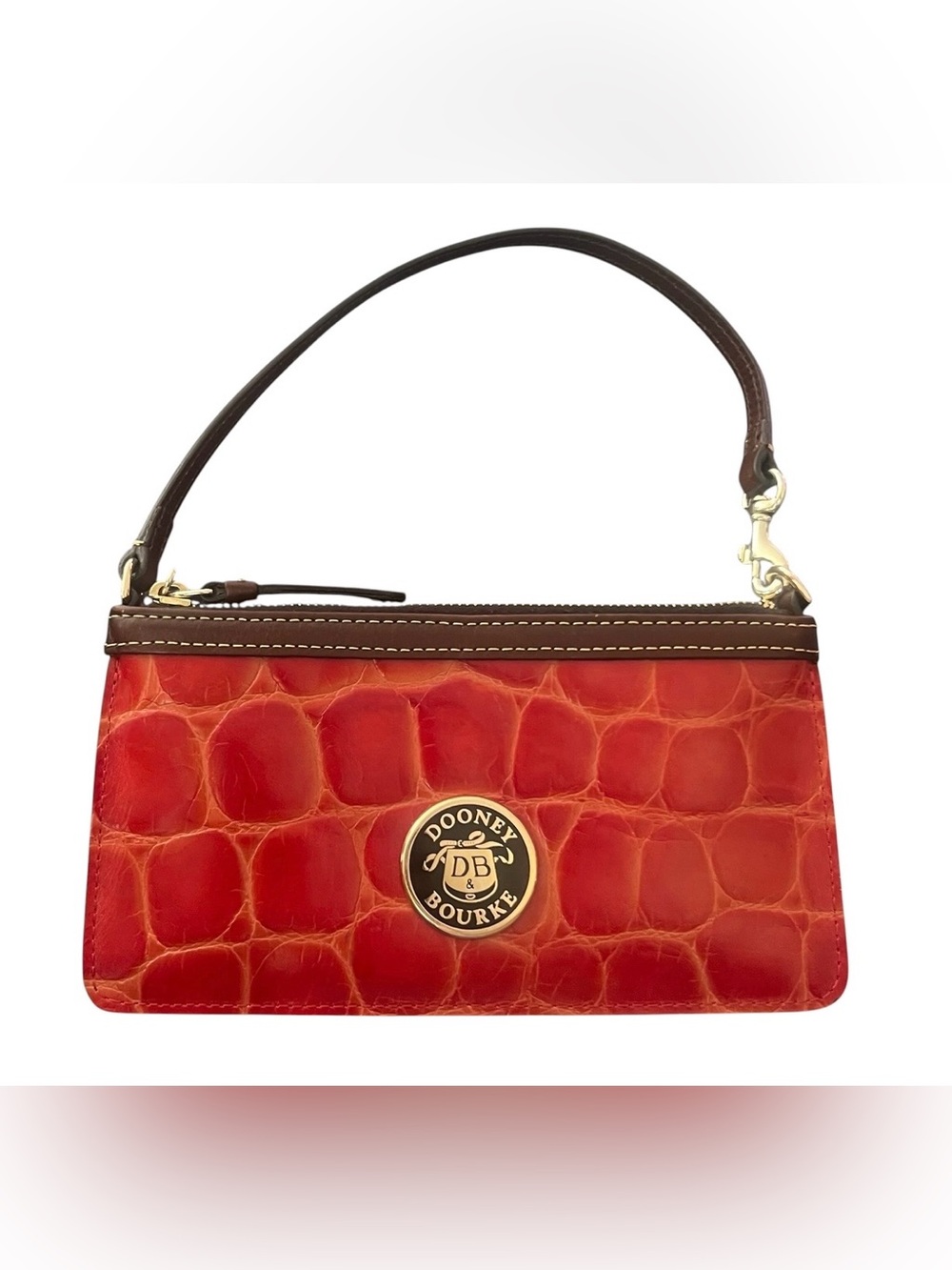 Dooney & Bourke Croc-embossed Leather Zip Wristlet, In Red